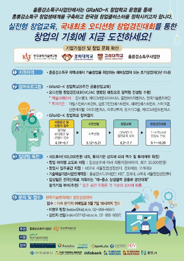 KIST·11개 투자사, 창업학교 투자협약…흥릉특구 창업학교 출범