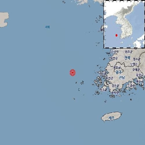 기상청 "전남 신안 흑산도 북서쪽서 규모 2.6 지진 발생"