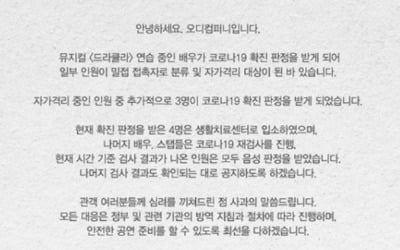 '드라큘라' 측 "배우 4명 확진, 조속한 쾌유 바란다" [전문]