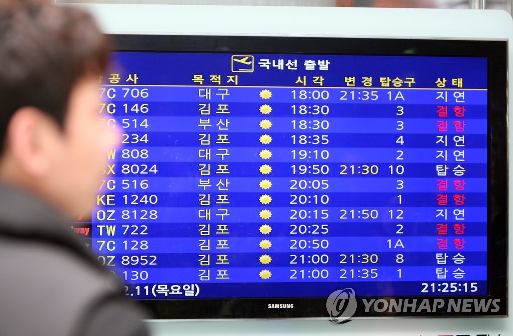 강한 비바람에 제주 항공기 6편 결항, 109편 지연(종합)