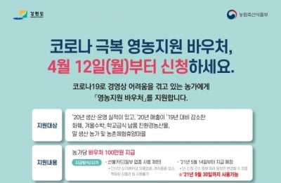 강원도, 코로나19 경영 위기 농가에 바우처 100만원 지원