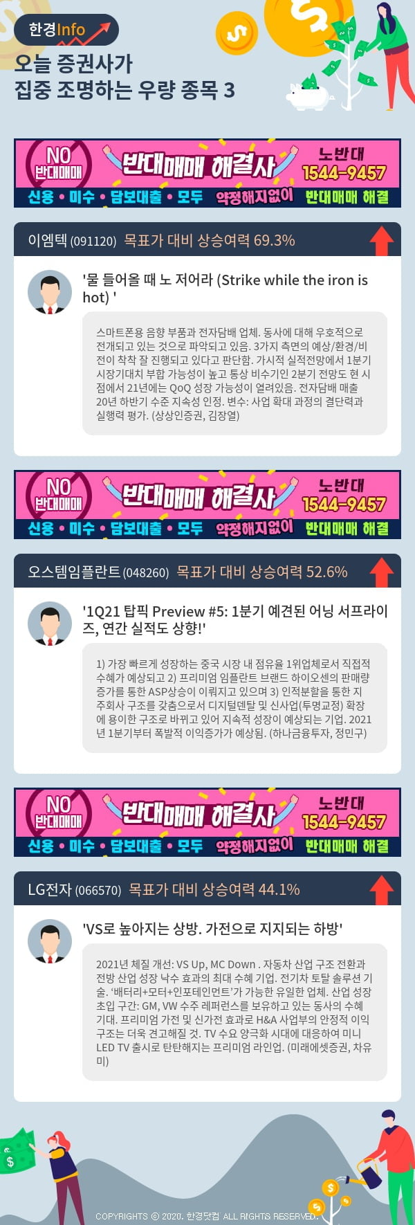 [포커스]오늘 증권사가 집중 조명하는 우량 종목 3