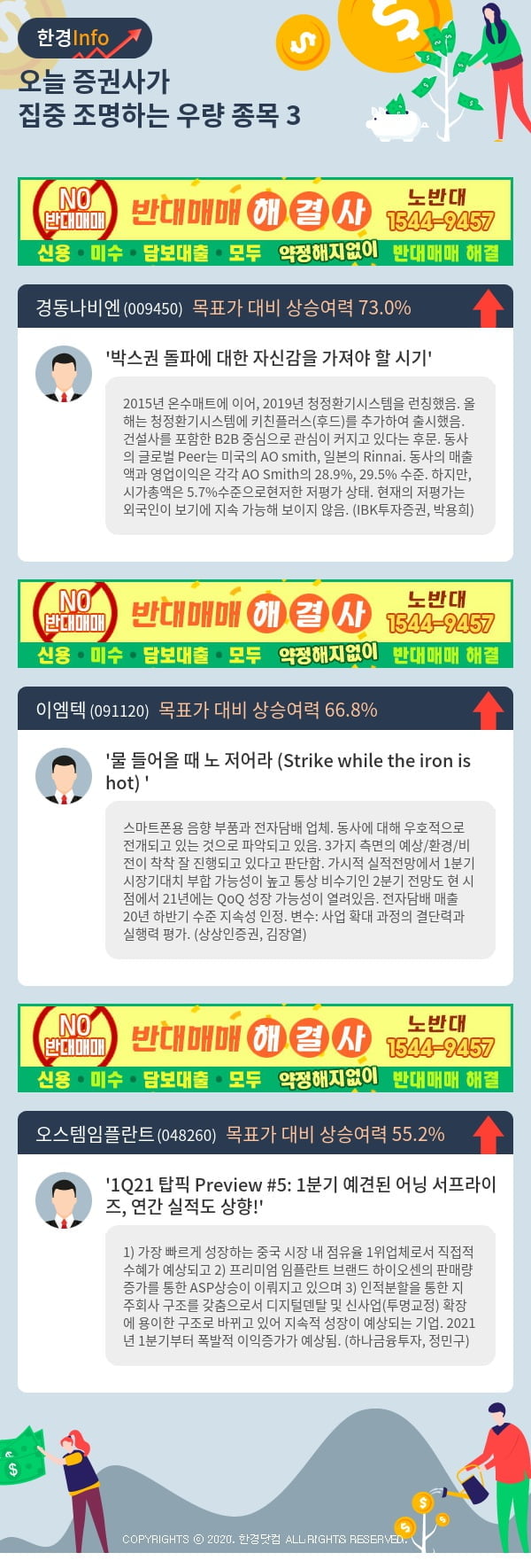 [포커스]오늘 증권사가 집중 조명하는 우량 종목 3