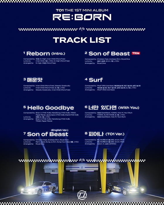 TO1(티오원), 미니 1집 ‘RE:BORN’ 트랙리스트 공개…타이틀곡은 ‘썬 오브 비스트’