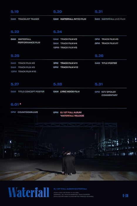 ‘6월 1일 발매’ 비아이, 첫 정규앨범 ‘WATERFALL’ 플랜 포스터 공개