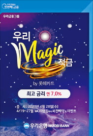 우리매직적금 by롯데카드, 롯데카드 이용실적에 따라 최대 年 7% 금리 제공