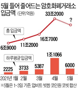 2017년 폭락 때처럼…큰손들 코인 내던지고 거래소 입금 '반토막'