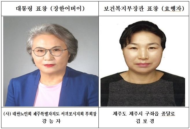 어버이날 기념식서 강능자 서귀포시지회 부회장 대통령 표창