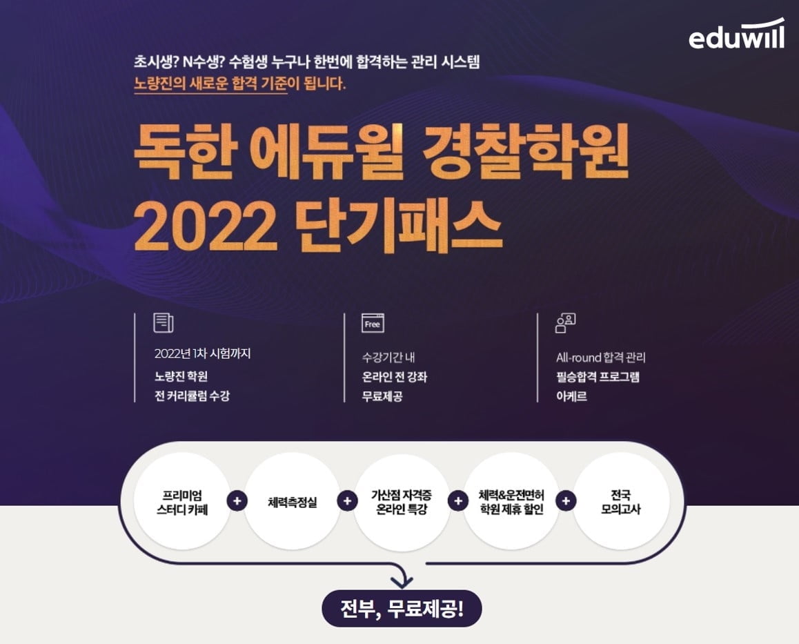 독한 에듀윌 경찰 노량진학원 `한번에 합격하는 관리 시스템, 2022 단기패스` 운영