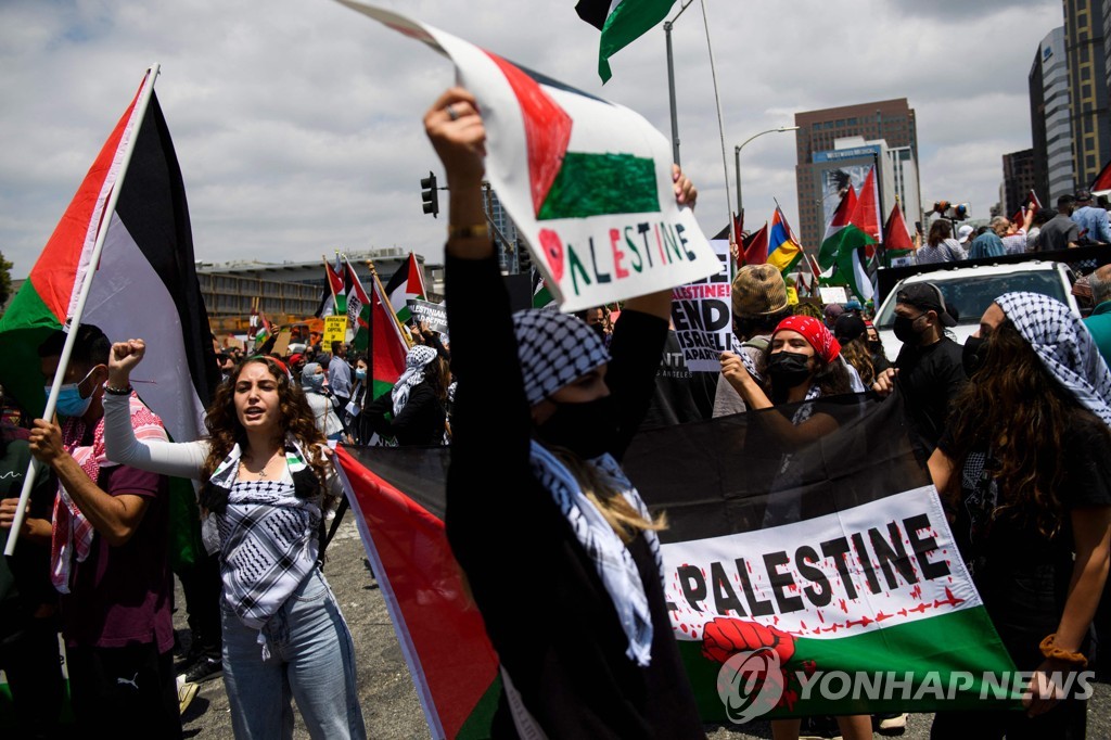 "팔레스타인을 해방하라" 미·유럽·중동서 지지 시위 잇따라