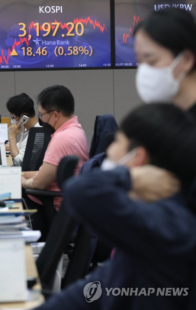 코스피, 기관 '사자'에 사흘째 상승세…3,200선 근접(종합)