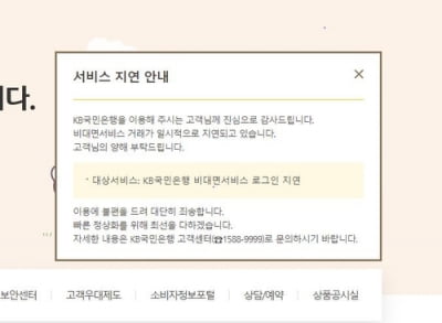 KB국민은행 인터넷·모바일뱅킹 2시간여 접속 장애후 복구(종합)