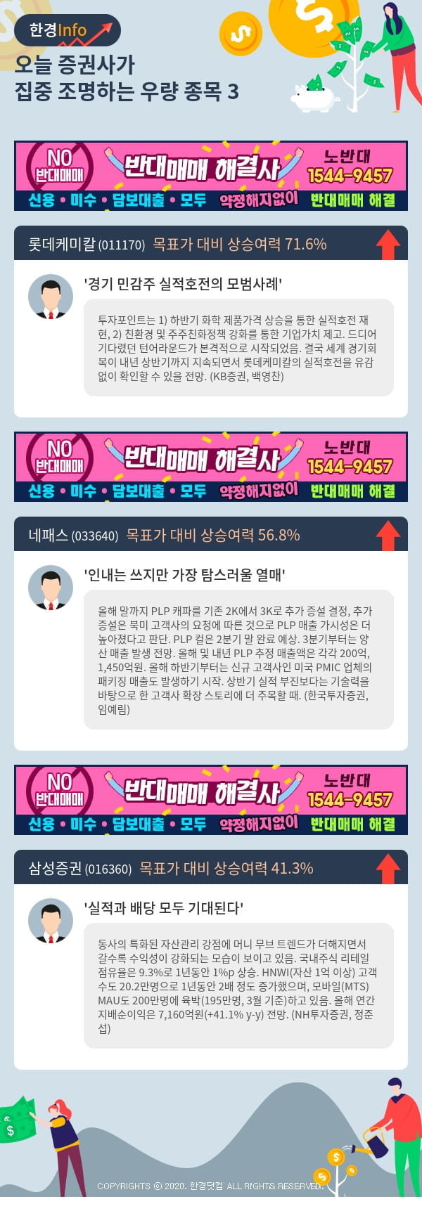 [포커스]오늘 증권사가 집중 조명하는 우량 종목 3