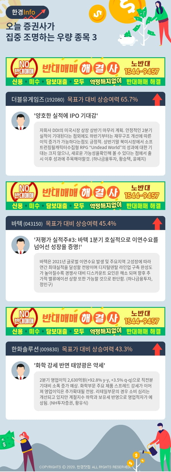 [포커스]오늘 증권사가 집중 조명하는 우량 종목 3