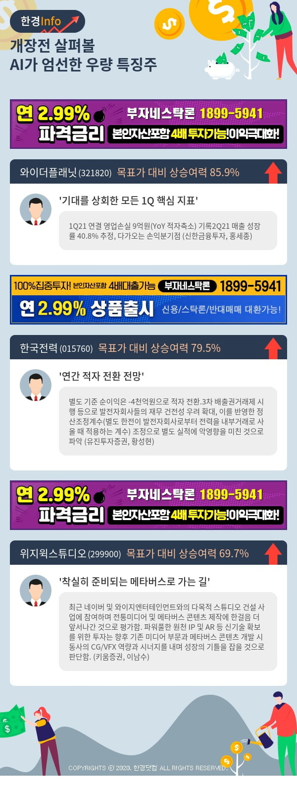 [포커스]개장전 살펴볼 AI가 엄선한 우량 특징주