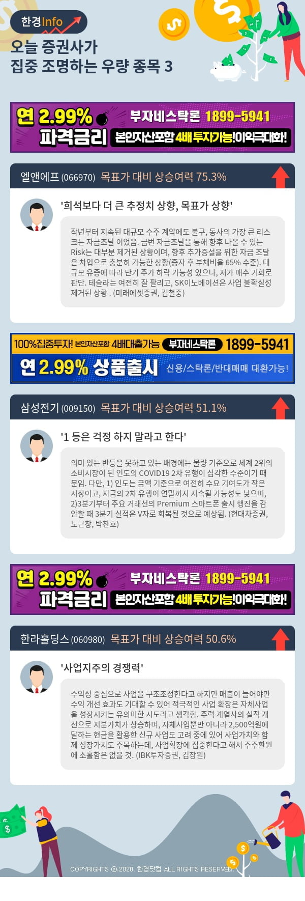 [포커스]오늘 증권사가 집중 조명하는 우량 종목 3