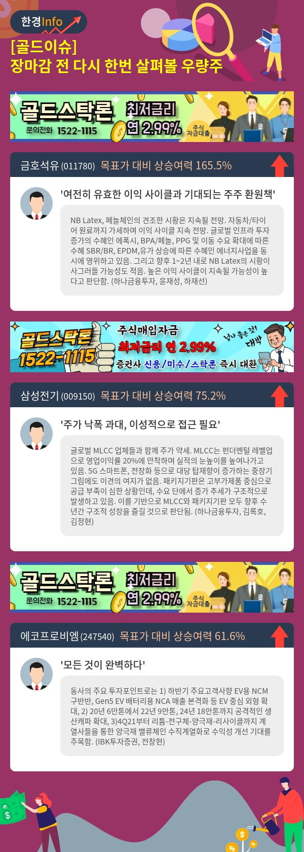 [골드이슈] 장마감 전 다시 한번 살펴볼 우량주