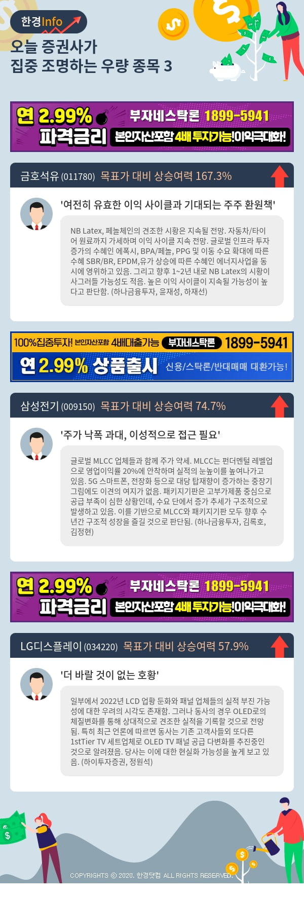 [포커스]오늘 증권사가 집중 조명하는 우량 종목 3