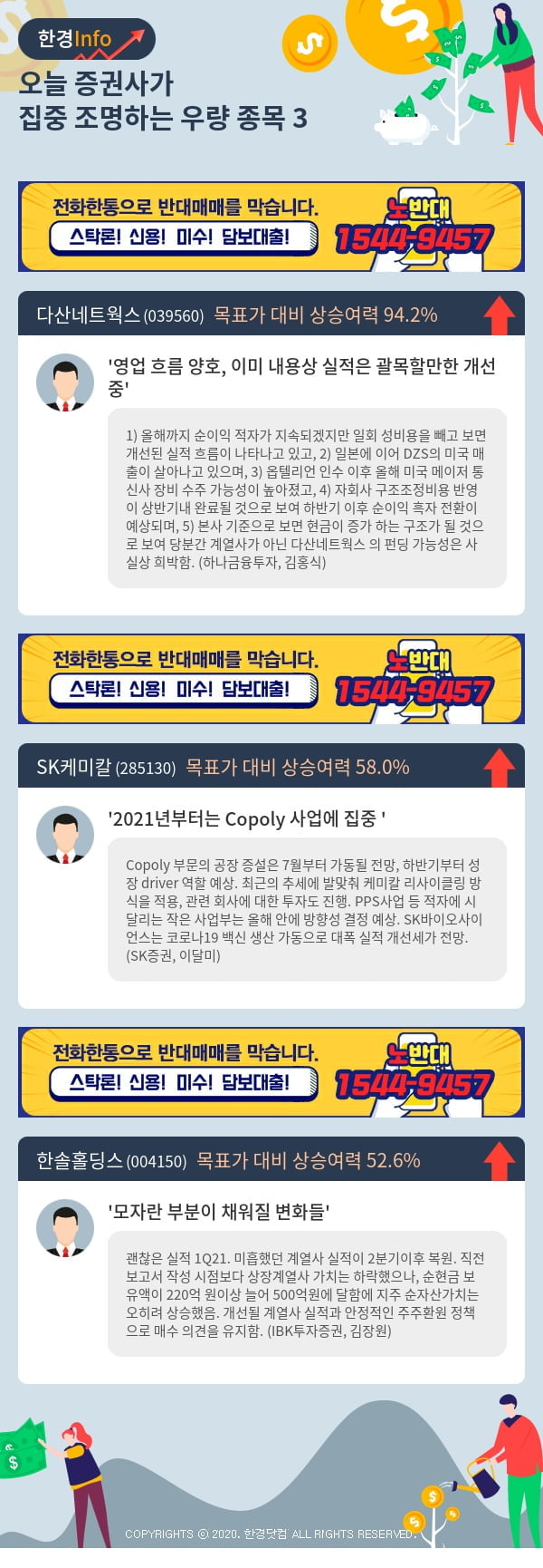 [포커스]오늘 증권사가 집중 조명하는 우량 종목 3