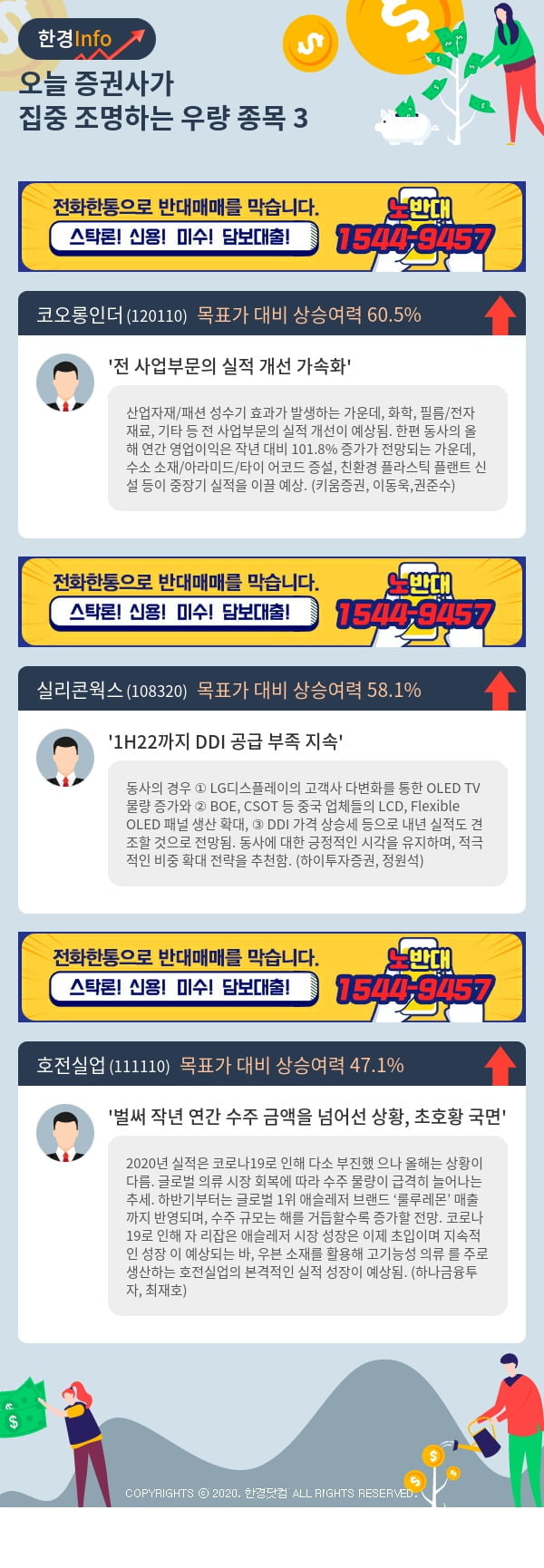 [포커스]오늘 증권사가 집중 조명하는 우량 종목 3