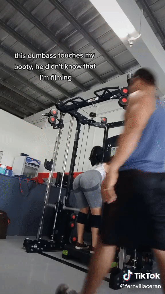 헬스트레이너의 성추행 장면이 담긴 영상. /자료=틱톡 캡처