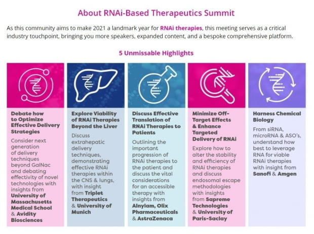 : 2nd Annual RNAi-Based Therapeutics Summit 홈페이지. 제공=올릭스.