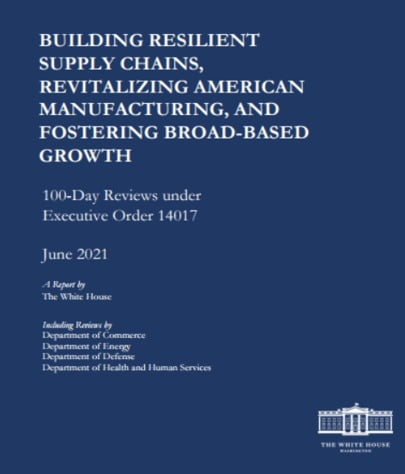 미국의 4대 품목 공급망점검 최종보고서. (자료 = 백악관, 2021.6)