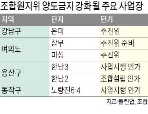 은마·한남도 '조합원 양도 금지' 적용 받는다