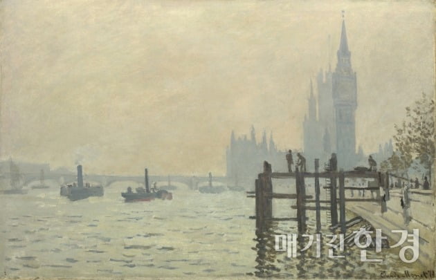 클로드 모네, 웨스트민스터 다리 밑 템스강, 1871년, 런던 내셔널갤러리