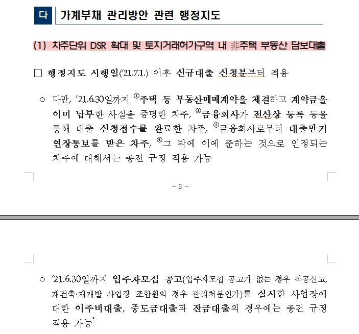 개인별 DSR 규제, 7월 전 분양 중도금·잔금대출에는 미적용