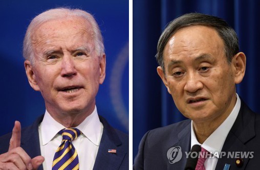 "바이든, G7회의서 스가와 짧게 대화…도쿄 올림픽 개최 지지"[교도]