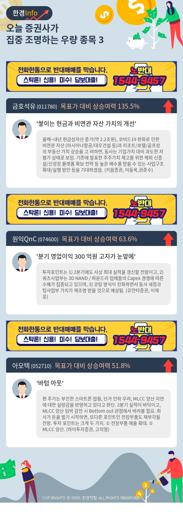 [포커스]오늘 증권사가 집중 조명하는 우량 종목 3