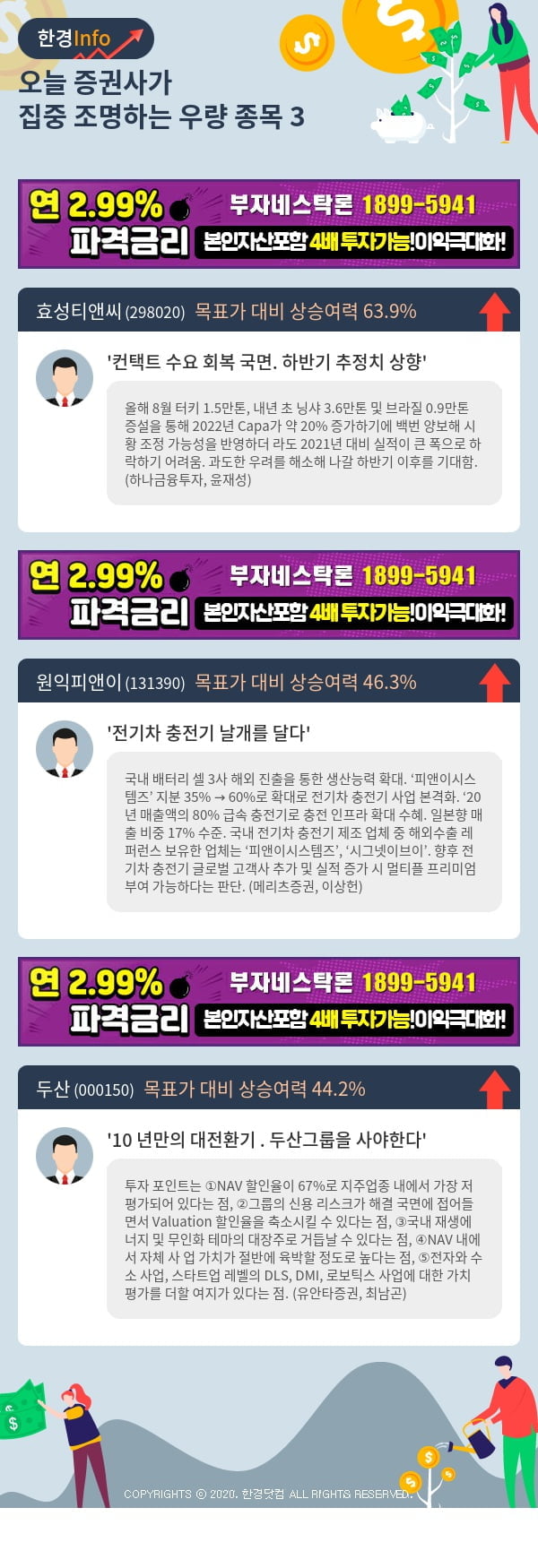 [포커스]오늘 증권사가 집중 조명하는 우량 종목 3