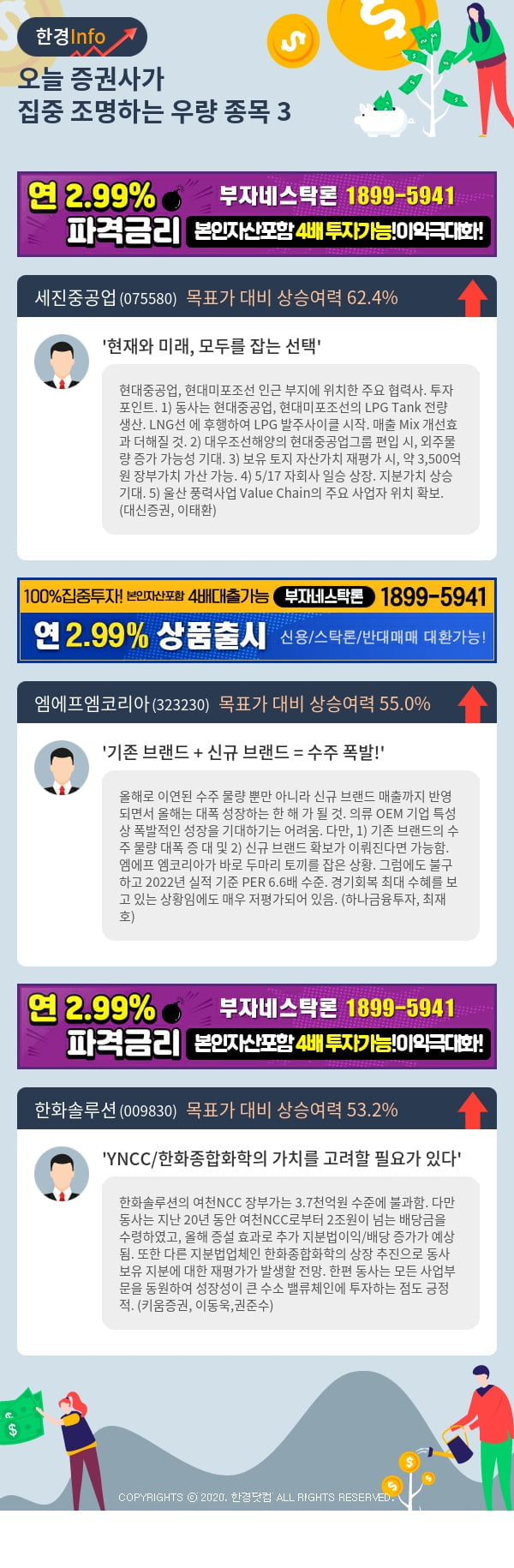 [포커스]오늘 증권사가 집중 조명하는 우량 종목 3