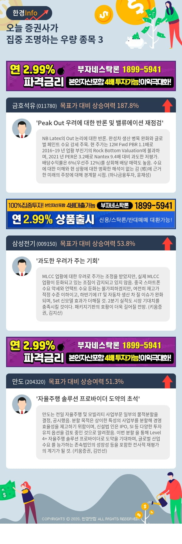 [포커스]오늘 증권사가 집중 조명하는 우량 종목 3