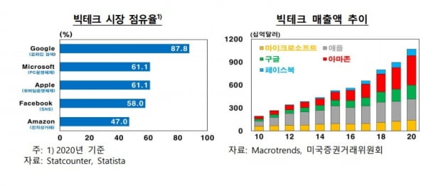 빅테크 시장점유율. 한국은행 보고서