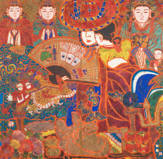 박생광, 무녀, 1980, 종이에 채색, 136x140cm