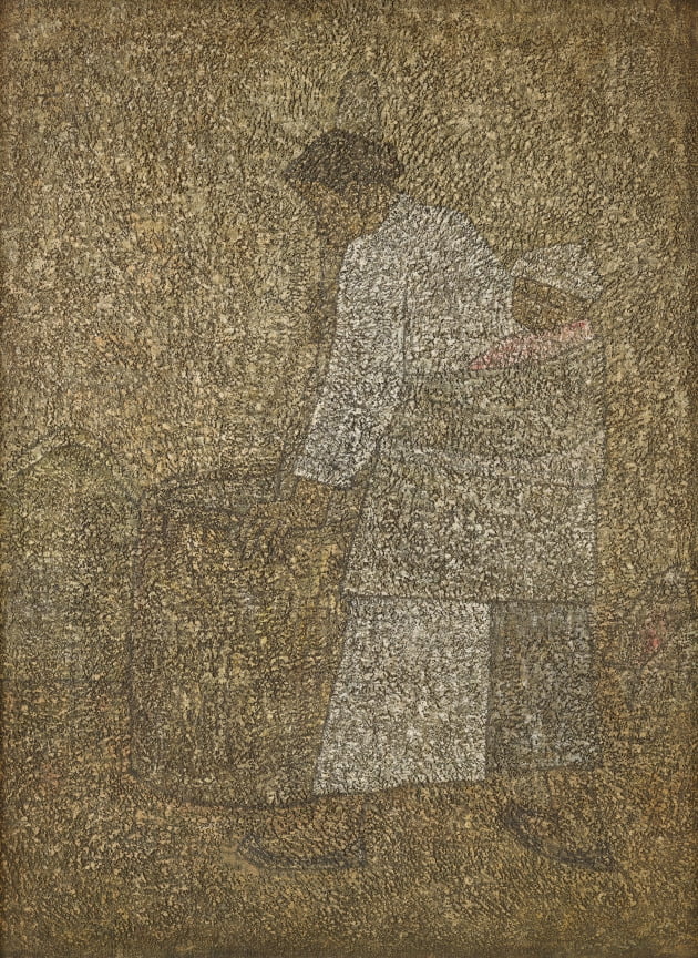 박수근, 절구질하는 여인, 1954, 캔버스에 유채, 130x97cm