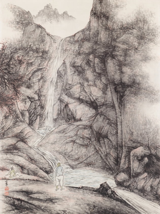 변관식, 금강산 구룡폭(金剛山 九龍瀑), 1960년대, 종이에 수묵채색, 1205x91cm