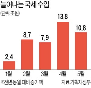 1~5월 세수 44조원 더 걷혔지만…"하반기엔 줄어들 가능성도"