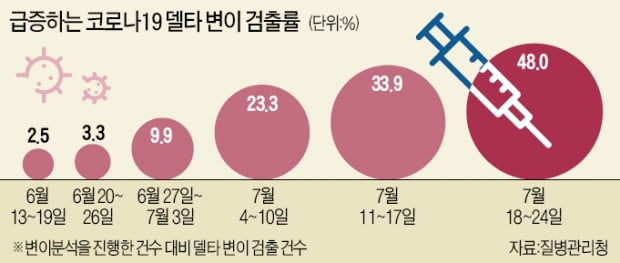 '델타 변이 확진' 벌써 50% 넘었다