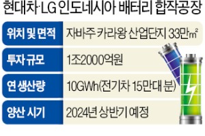 현대차-LG, 1.2조원 투자…印尼에 배터리공장 설립