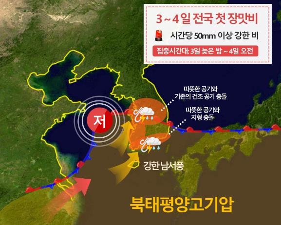 이번 주말 전국 첫 장맛비…3일 늦은 밤∼4일 오전 폭우