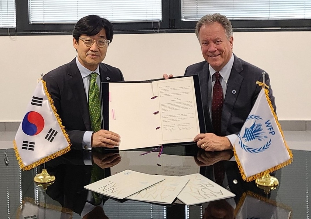 한국-WFP 기본 협력 협정 갱신…"식량문제 해결 한국 기여 확대"