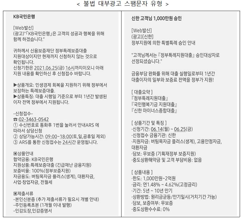 "'정부가 대출이자 지원' 불법 스팸문자 조심하세요"