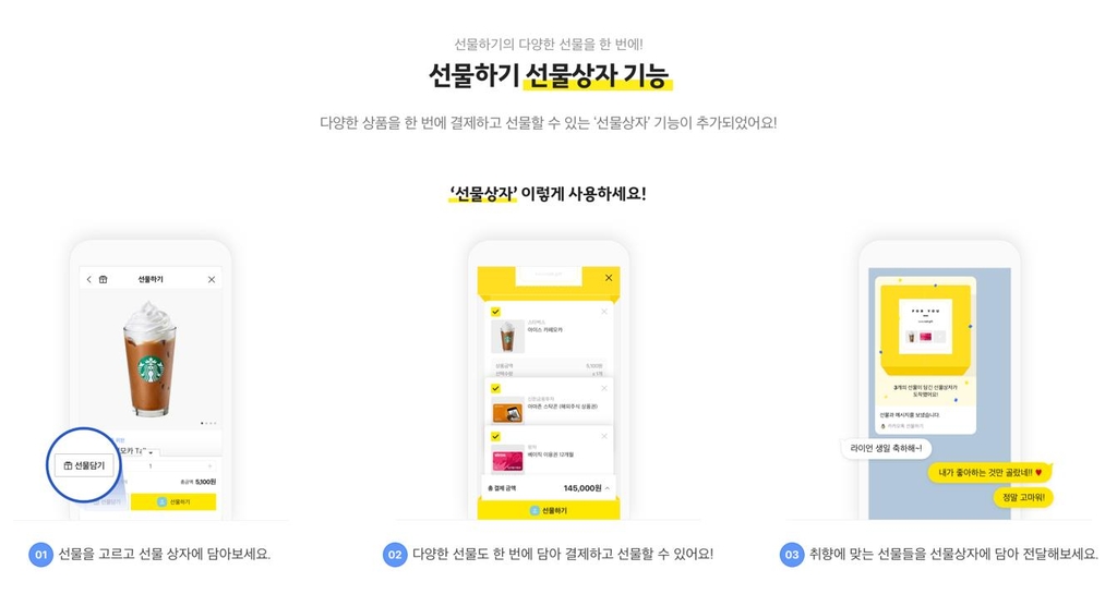 카카오톡 선물하기 '선물상자' 도입…다양한 상품 한 번에 결제