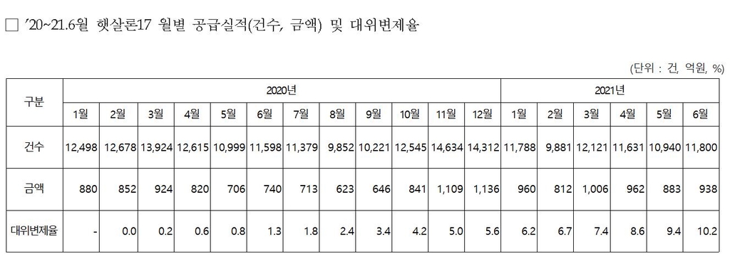 '햇살론17' 대출 10%는 못갚아…정부가 대신 변제