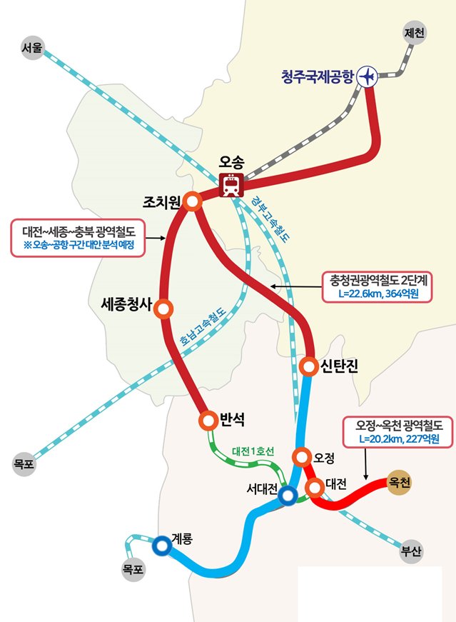 충북도 "청주도심 경유 광역철도 타당성조사 연내 착수 건의"