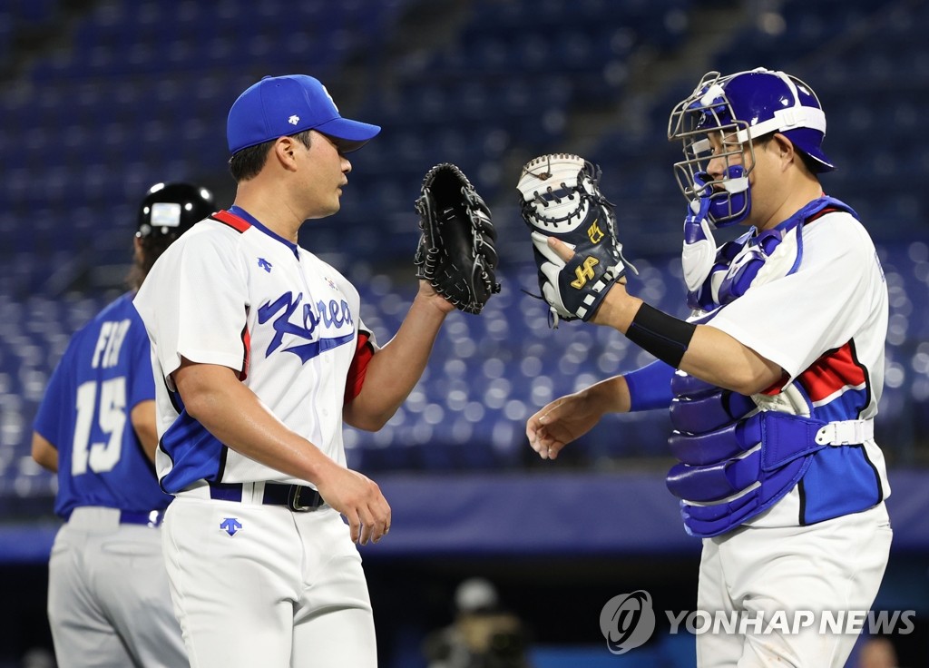 -올림픽- 연장 10회말 양의지 밀어내기 사구…한국, 힘겨운 승리