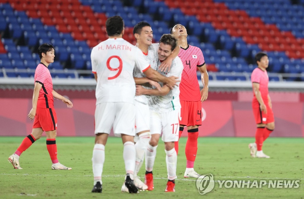 -올림픽- 한국 축구, 멕시코에 3-6 완패…두 대회 연속 8강서 탈락